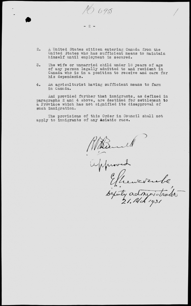 Back page of a typed document with handwriting along the left and top margins of the first page as well as at the end of the document.